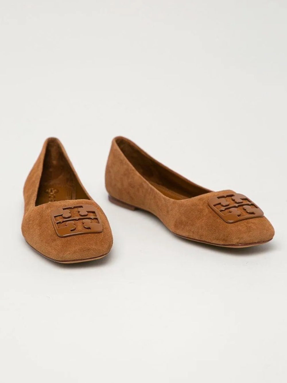 Tory Burch Square Toe Georgina Suede Ballet Flats 8